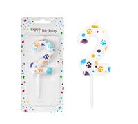 Velas de Cumpleaños Número 2 | Velas de Cumpleaños con Temática de Pata de Perro | Vela de Cumpleaños para Pastel | Velas del Número | Decoraciones de Cumpleaños para Niña y Niño