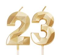 Velas de cumpleaños número 23, velas doradas con el número 23, para niñas, niños, ella, él, mujeres, hombres, decoración de pastel para fiesta de cumpleaños de 23 años, boda, aniversario, celebración