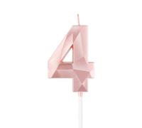 Velas de cumpleaños número 4 oro rosa, vela 3D número 4 para pastel, decoraciones de cumpleaños de Niña Mujeres, decoración de vela de zafiro, decoración de pastel azul para fiesta de cumpleaños