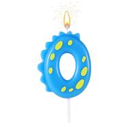 Velas de Cumpleaños Numeros, 14cm Vela de Dinosaurio Adornos para Tartas de Feliz Cumpleaños Decoraciones para Niños Niñas Niños Adultos Fiesta Temática Celebración Suministros (Número 0)