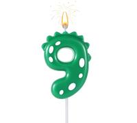 Velas de Cumpleaños Numeros, 14cm Vela de Dinosaurio Adornos para Tartas de Feliz Cumpleaños Decoraciones para Niños Niñas Niños Adultos Fiesta Temática Celebración Suministros (Número 9)