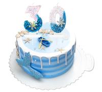 Velas de Cumpleaños Números 30 velas de cumpleaños Blanco y Azu, Copo de Nieve Lentejuelas Velas Numeros, Velas con Números 3D para Fiesta de Cumpleaños de Niños y Niñas (30)
