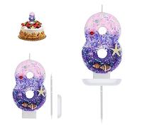 Velas de cumpleaños Numeros 8, decoración de cumpleaños, velas Sirena, velas de cumpleaños para niña para pastel, decoración para tartas de cumpleaños, fiesta celebración suministros