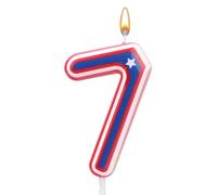 Velas de Cumpleaños Numeros, Velas de Cumpleaños con Dibujos Animados en Rojo Blanco y Azul Del 0 Al 9 Velas de Cumpleaños para Niños Cumpleaños y Fiestas (Número 7)