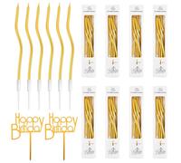 Velas de Cumpleaños para Tartas, 48 Piezas Velas Metálicas, Vela de Pastel en Espiral, Largas para Cupcakes Adecuado, para Niños y Adultos Celebración Graduación Aniversario Decoración Fiesta Boda