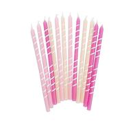 Velas de cumpleaños rosas con soportes, divertidas decoraciones para tartas para niños o niñas, paquete de 12, tamaño de 12,5 cm