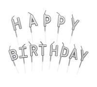 Velas de Cumpleaños,Vela únicas "Happy Birthday", Decoración de Pasteles para Pastel de Cumpleaños,Adorno de Torta para Fiesta de Cumpleaños (Plata)