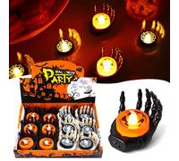 Velas de Halloween LED sin llama, 12 piezas Vela de Tealight LED de Esqueleto Manos, Velas de Calentador plano sin llama para decoración de Halloween Interior Exterior Tema Fiesta