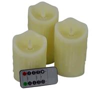 Velas De LED con Temporizador 3er-Set Crema 10/12,5/15cm Regulable Decoración