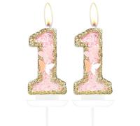 Velas de mariposa con el número 11 de 11 cumpleaños, velas de oro rosa para tartas, decoraciones de pastel de 11 cumpleaños de niñas, decoración de pastel de mariposa de 11 cumpleaños para fiesta