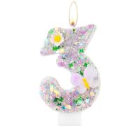 Velas de mariposa de tercer cumpleaños, velas de bengala de 3er cumpleaños, vela morada número 3 para pastel, vela de lentejuelas moradas para decoración de fiesta de cumpleaños temática de mariposas