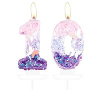 Velas de mariposa número 10 para pastel, velas de pastel de mariposa de 10º cumpleaños, decoración de pastel de 10º cumpleaños para niñas, velas de cumpleaños de mariposa morada rosa décor