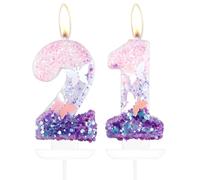 Velas de mariposa número 21 para pastel, velas de pastel de mariposa de 21º cumpleaños, decoración de pastel de 21º cumpleaños para niñas, velas de cumpleaños de mariposa morada y rosa decoraciones