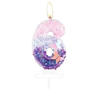 Velas de mariposa número 6 para pastel, velas de pastel de mariposa de 6º cumpleaños, decoración de pastel de 6º cumpleaños para niñas, velas de cumpleaños de mariposa morada y rosa decoraciones