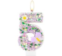 Velas de mariposa para cumpleaños número 5, velas de cumpleaños número 5, velas moradas para pastel, decoración de pastel de lentejuelas moradas para niñas y niños, suministros de decoración de fiesta