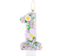 Velas de mariposa para primer cumpleaños, velas de primer cumpleaños, vela morada número 1 para pastel, decoración de pastel de lentejuelas moradas para niñas y niños, suministros de decoración de