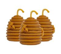 Velas de Miel 100% Cera de Abeja, 3 Mini Colmenas 4 x 3,5 cm