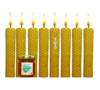 Velas de Miel 100% Cera de Abeja Natural Española-Aromaterapia Relajante-8 velas-Decoración-EcoFriendly-Sin Tóxicos-Origen España-Ritual Mágico Buena Suerte 11/22