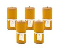Velas de miel artesanales 15 × 6 cm hechas con cera de abeja natural y mecha de algodón; ideales para ritual, meditación y decoración, velas de cera de abeja natural sin aditivos en un PACK de 5.