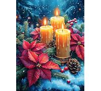 Velas de Navidad con Flores de Pascua Rompecabezas 1000 Piezas Cartón para Adultos Paisajes y Ciencia ficción Estimulación Cognitiva Juego Familiar Decoración Mural Regalo De San Valentín 1000 PCS