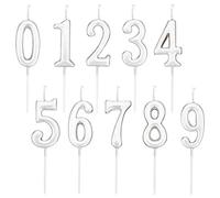 Velas de Números de Cumpleaños,Digital Topper de Pastel de Número 0-9 Pastel de Cumpleaños para Bodas Fiesta Aniversario Pastel Decoraciones Suministros Plata