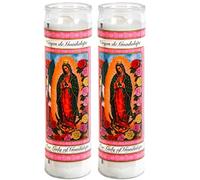 Velas de oración - Señora de Guadalupe (2 piezas) ideal para vigilias y oraciones del santuario - Juego de velas de vidrio sin perfume - Velas en tarro - Devocional espiritual religiosa iglesia