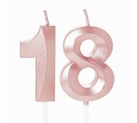 Velas de oro rosa con el número 18 para pastel de cumpleaños, velas de 18 cumpleaños, velas de 18 cumpleaños para pastel, velas de pastel de 18 cumpleaños para niñas de 18 años, color oro rosa
