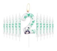 Velas de Panda Número 2 para Pastel, Decoraciones de Segundo Cumpleaños para Niñas y Niños, Temática de Panda