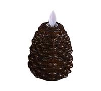 Velas de piña blanca sin llama con control remoto, funciona con pilas, velas LED parpadeantes para decoración de Navidad, fiestas, vacaciones, 1 paquete (marrón, talla única)