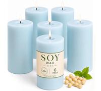 Velas de soja, 210 horas vertidas a mano, color azul, sin perfume, vela de soja natural para el hogar, boda, sin humo y sin goteo, fiesta, spas, cenas, 2 x 4 pulgadas, paquete de 6 unidades