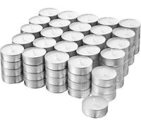 Velas de te Blancas | Pack velas de 50 Unidades | Velas de Té Calientaplatos | Tealight | 3 Horas de Duración | Velas Decorativas Sin Perfume | (50)