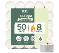 Velas de té de 8 horas (paquete de 50) - Velas de té blancas de larga duración - sin perfume - 3,8 x 2,3 cm, 8 horas