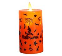 Velas de té de Halloween | Luces LED de Halloween para interiores, llama parpadeante, patrón de, luz de ambiente sin llama, funciona con pilas para mesa