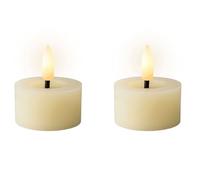 Velas de té LED con temporizador, 4,4 x 5 cm, cera de cera, 2 unidades, con función de temporizador de 6 horas, velas de cera auténtica, funciona con pilas, velas sin llama, velas de mesa, velas