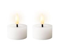 Velas de té LED con temporizador, 4,4 x 5 cm, cera de cera, 2 unidades, con función de temporizador de 6 horas, velas de cera real, funciona con pilas, velas sin llama, velas de mesa, velas