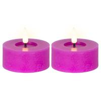 Velas de té LED con temporizador, 7 x 6 cm, cera de cera, 2 unidades, con función de temporizador de 6 horas, velas de cera auténtica, funciona con pilas, velas sin llama, velas de mesa, velas