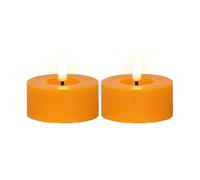 Velas de té LED con temporizador, 7 x 6 cm, cera de cera, 2 unidades, con función de temporizador de 6 horas, velas de cera auténtica, funciona con pilas, velas sin llama, velas de mesa, velas
