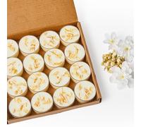 Velas de té perfumadas de soja de jazmín puro, paquete de 16 velas a granel, velas de té blancas de combustión de 4 horas de duración, sin parafina, sin humo, velas de té para boda, centro de mesa