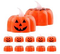 Velas de té que funcionan con pilas. Velas LED parpadeantes de calabaza de Halloween sin llama, lámpara LED de Halloween para celebración, evento, dormitorio, cena, playa, compromiso