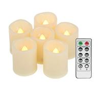 Velas de té votivas sin llama LED parpadeantes con control remoto, funciona con pilas, juego de 6 velas de té eléctricas, velas temporizadoras para Navidad Decoraciones (pilas incluidas) 200 horas