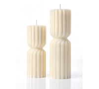 Velas Decorativas de Cilíndricas Acanaladas | Set de 2 (Blancas)