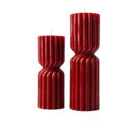 Velas Decorativas de Cilíndricas Acanaladas | Set de 2 (Rojas)
