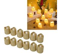 Velas Eléctricas de Velas de Té a Batería, 12 Piezas de Velas de Té LED, Luz Cálida Dorada, Velas LED Parpadeantes Brillantes que Funcionan con Pilas, Velas de Té Eléctricas para Festivales, Fiestas,