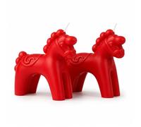 Velas en Forma de Caballo Nórdico (2 unidades), Cera de Colza Natural, Velas Artesanales para Hogar, Eventos y Regalo Original, Hecho en España (Rojas)