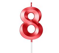 Velas en forma de número 8 rojas metálicas para decoración de tartas de cumpleaños