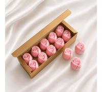 Velas en Forma de Rosa, Set de 10, Regalos de Cumpleaños Bodas Comuniones | Velas Artesanales · Cera de Colza Natural · Decoración para cena romántica · Fiestas y Eventos · Hecho en España