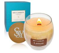 Velas en tarro/Vela perfumada en tarro/limón/mecha de madera/hielo agrietarse textura/especias de/cera de soja natural/tiempo de combustión de hasta 50+ horas