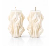 Velas Esculturales, Velas Decorativas, Blancas, Set de 2 Velas | Velas Artesanales · Cera de Colza Natural · Decoración para hogar · Perfecto para regalar · Hecho en España