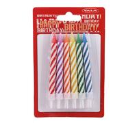 Velas espirales de colores con soporte para cumpleaños, 12 unidades.