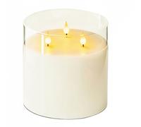 Velas extragrandes sin llama de 6'' x 6'', velas grandes de vidrio de 3 mechas con control remoto para decoración de fiestas en el hogar